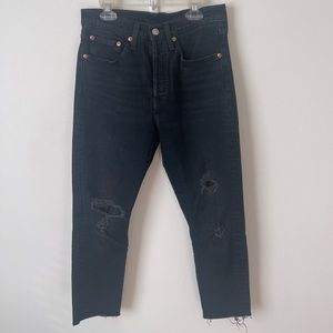 Black Distressed Raw Hem Levi’s